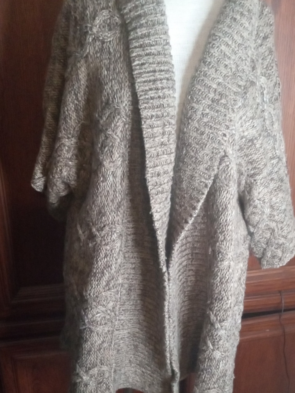a.n.a Taupe Cable-Knit Open Cardigan